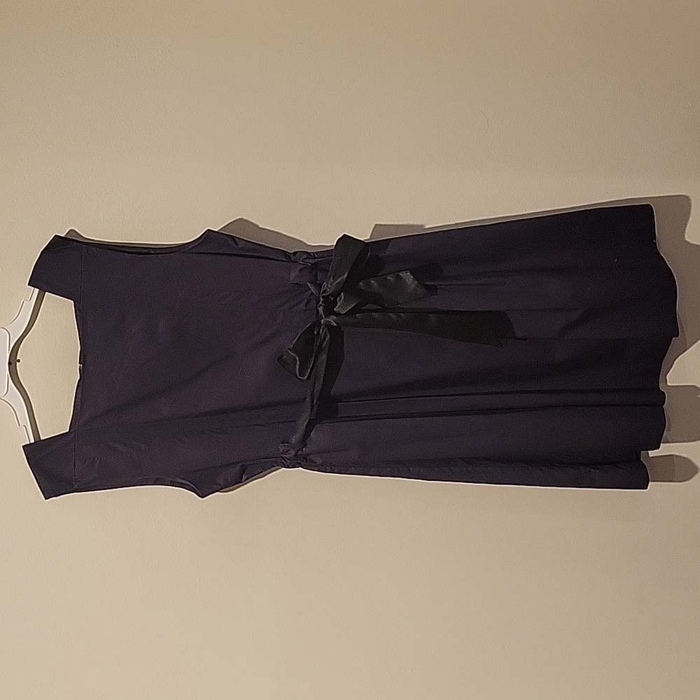 Theory Cotton Fit & Flare Dress With Satin Tie Waist, 12